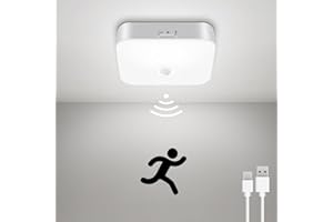 MORAGIN Rechargeable Motion Sensor Ceiling Lights: 6.4 inch Closet Lights Motion Sensored with 500LM, 5000K Wireless Battery Powered Ceiling Light for Closet Stair Pantry Bathroom Hallway Shed Garage