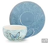 Butterfly Garden 8 Oz Teacup and Saucer Set Beautiful Pattern for Teas