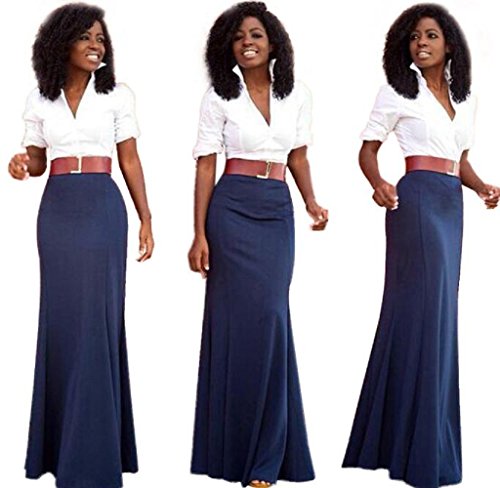 Elegant V-Neck Splice Long Dress เดรส แฟชั่นชุดทำงาน Party Evening Ball Gown Club Dress เดรส แฟชั่นชุดทำงาน Rukiwa ผู้หญิง