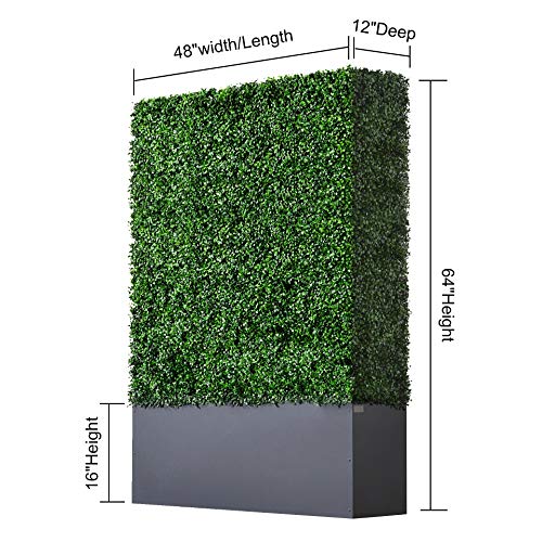 AGPL Artificial Boxwood Hedge Wall with Dark Gray Stainless Steel