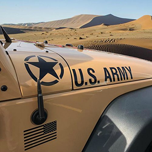 Bullet Antenna for Jeep JK Wrangler 2007-Present - Anti Theft Thread Locking - Short Replacement Antenna