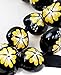 XGATML K-Musculo Hawaiian Kukui Nut Leis Beads Necklaces with Hand Painted Flower Adjustable 32 inches Lei for Men and Women (Yellow Flower)