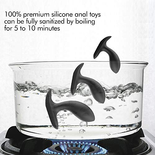 Butt Plug Trainer Kit for Comfortable Long-Term Wear,3Pcs Silicone Anal Plugs Training Set with Flared Base Prostate Massager Adult Sex Toys for Men and Women