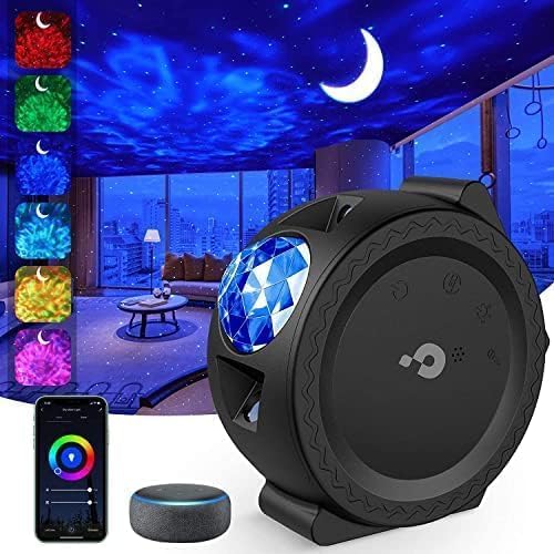 Galaxy Projector 3 in 1 Star Lights Projector with Nebula Moon Ocean, Starlight Projector with Smart Control Timer Voice Control, Night Light Projector for Kids Room Decor Party, Holiday Gifts (Black)