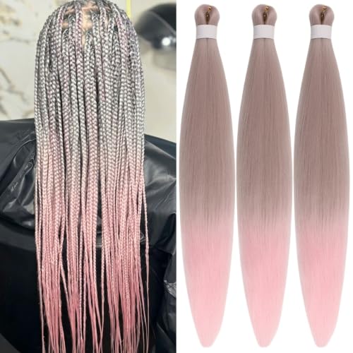Grey Pink Braiding Hair Extensions