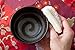 Crazy Dave's Matcha, Handcrafted Nagoya Matcha Bowl, Tea Ceremony Chawan, Tenmoku Glaze Edition, 300 Ml (10 Ounces), Dark Brown with a Single Hand Brushed White Swirl Painted on the Outside.
