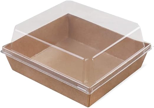 Lhl Una Caja de Almuerzo de plástico Transparente con Papel Kraft - Sandwich Cake Postre Sushi Sashimi Packing Box [100 Pack] (Color : B): Amazon.es: Hogar