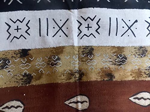 African Mudcloth Bambara Handmade in Mali, Africa, Multi Stripe, 44" x 62"