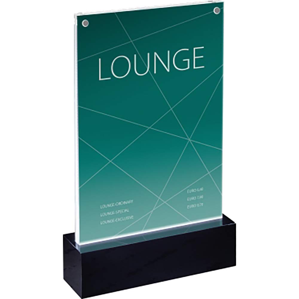 SIGEL TA422 LED Sign Holder, upright, for A5, illuminated double-sided presentation, acrylic, transparent, 1 Piece