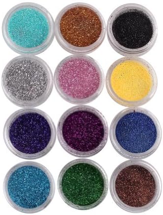ieasysexy 12 Colors Sequins nail glitter Dust Powder Decoration Professional nail glitter (12pcs)