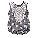 Baby Girls Grey Stripe Laced Floral Daisy Print Sleeveless Romper Jumpsuit (12-24M(Tag100), Grey)