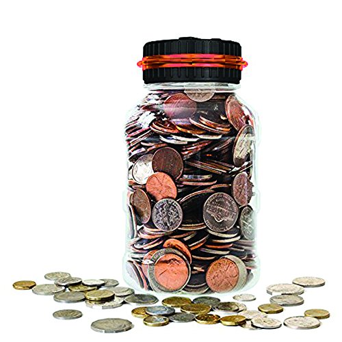 OLICTA Piggy Bank Digital Counting Coin Bank Creative Large Money Saving Box Jar Bank LCD Display Coins Saving Gift (Dollar) (Black-Orange)
