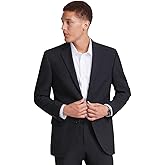 DKNY Mens Modern fit 2 Piece Suit 44 L / 37 Waist Black Solid Stretch