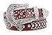 Snap On Western Cowgirl Alligator Rhinestone Fleur De Lis Studded Leather Belt