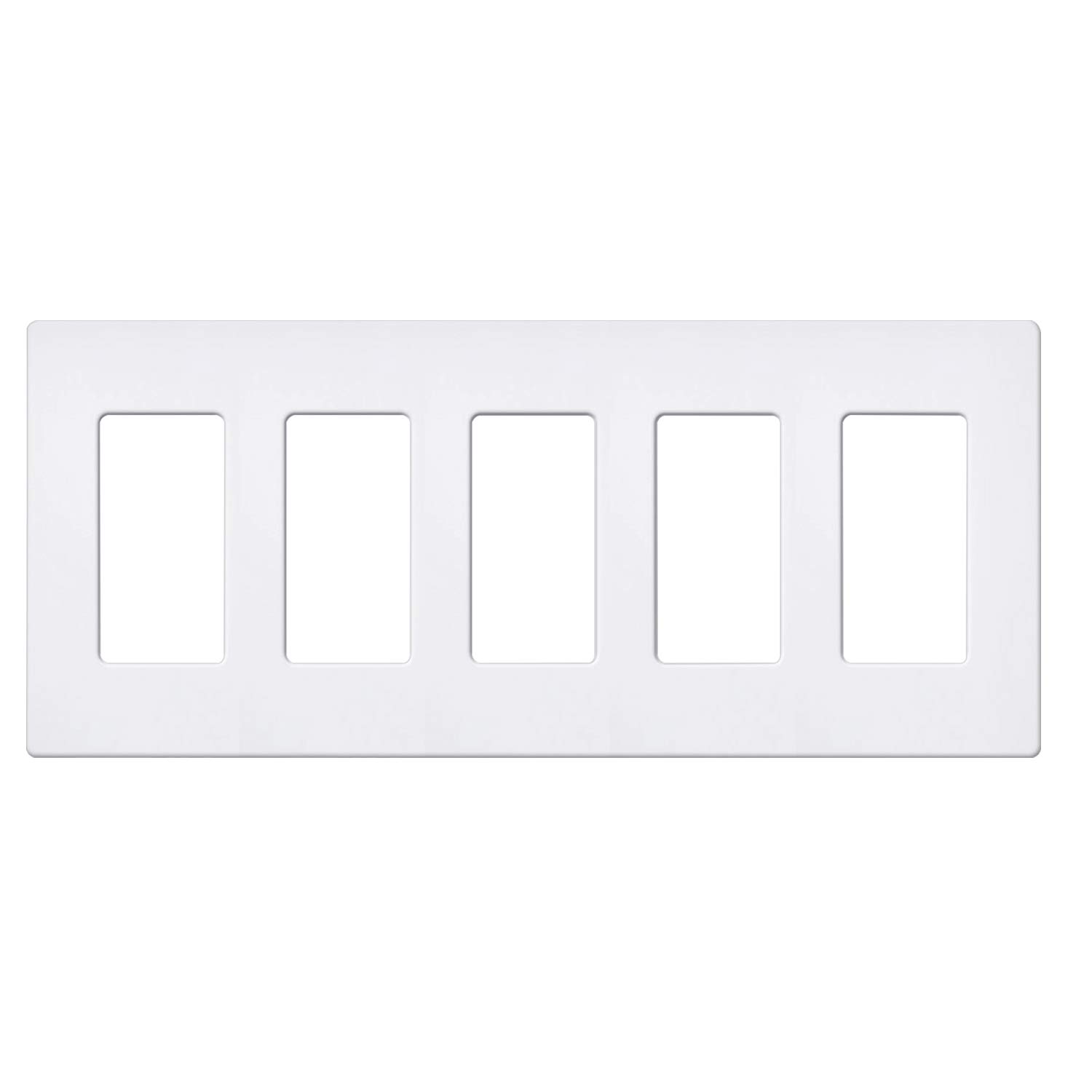 BESTTEN 5-Gang Screwless Wallplate, Decorator Outlet Cover, USWP6 Snow White Series, for Light Switch, Dimmer, GFCI, USB Receptacle, H4.69” x L10.18”, UL Listed
