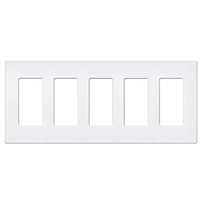 BESTTEN 5-Gang Screwless Wallplate, Decorator Outlet Cover, USWP6 Snow White Series, for Light Switch, Dimmer, GFCI, USB Receptacle, H4.69” x L10.18”, UL Listed