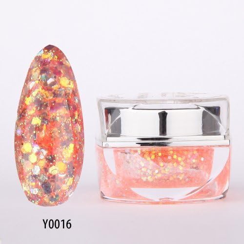 nail_world365 20ML 0.8OZ High Quality Soak Off UV Gel Shiny Colors Glitter Powder Nail Art Builder Gel 016