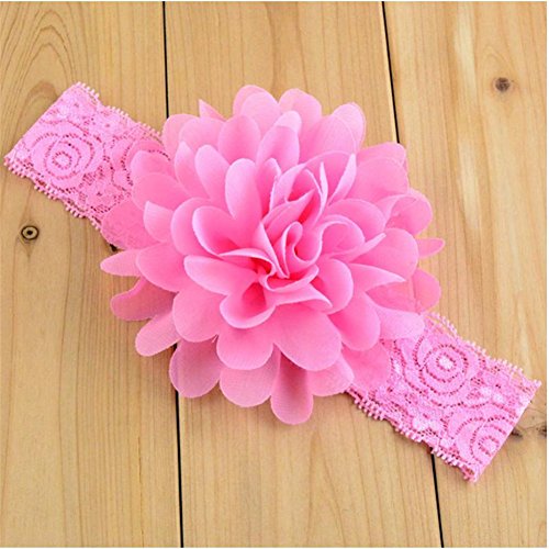 Keyzone Enchanting Toddler Soft Baby Headband Headwear Flower Large Lace Hair Band Pink Fascinating