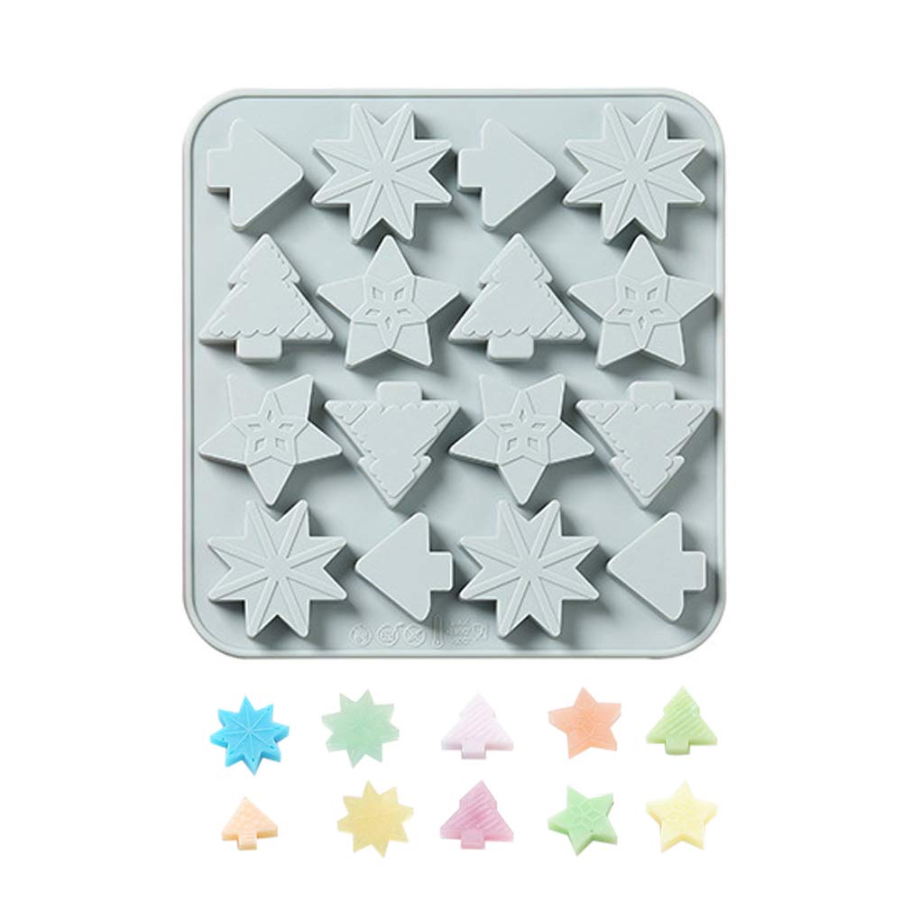 Smilyokach Christmas Silicone Baking Molds 16 Cavity Silicone Christmas Tree And Snowflake Shaped Jelly Chocolate Mould Candy Bread Soap Muffin Fondant Mold Blue Buy Online In Bahamas At Bahamas Desertcart Com Productid 225327435