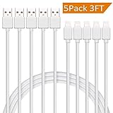 TNSO iPhone Cable 5Pack 3FT Extra Long Nylon Braided 8 Pin Lightning Cable USB Charger Cord Compatible with iPhone 7/7 Plus/6S/6S Plus,5/5S/SE,iPad,iPod