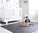 Premium Stylish Foam Floor Mat | Cushy-Soft & Thick | Waterproof, Easy-to-Clean, Hypoallergenic, Non-Toxic, Reversible, Portable | Baby Play Mat, Yoga Mat, Exercise Mat - Large Black Linen