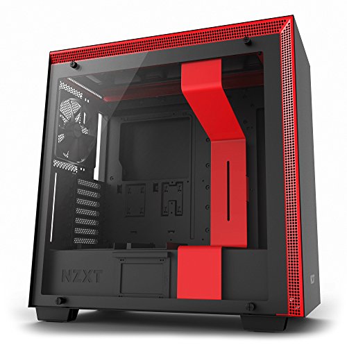 NZXT H700 - ATX Mid-Tower PC Gaming Case - Tempered Glass Panel - Enhanced Cable Management System - Water-Cooling Ready - Black/Red - 2018 Model