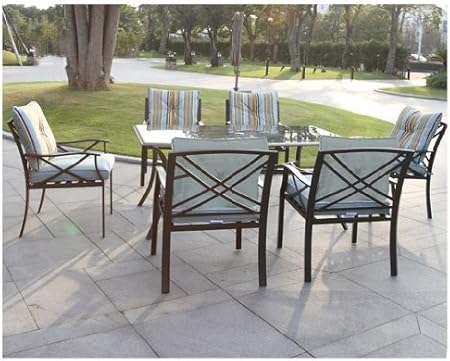 Amazon Com Redford 7 Piece Patio Dining Set Seats 6 Garden