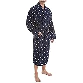 POLO RALPH LAUREN Men's All Over Pony Cotton Robe, L009, Navy/Cream, L/XL