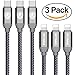 Type C to Lightning Cable, Metrans USB 2.0 3FT Nylon Braided Male to Lightning Charging Cord (3FT/3-Pack,Grey)
