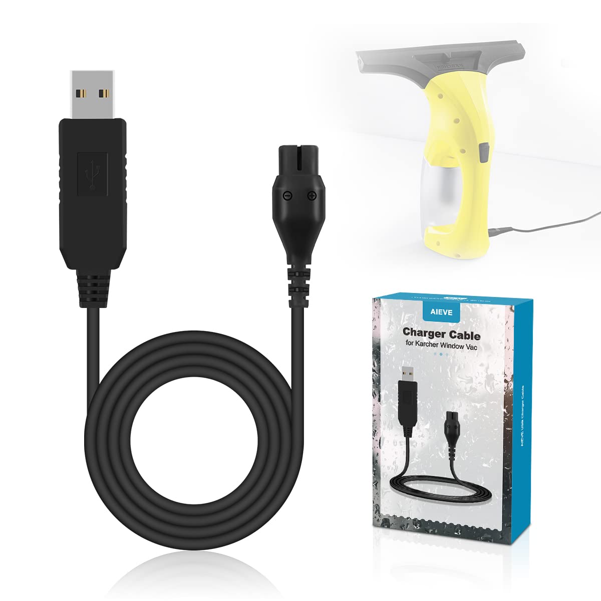 AIEVE Charger for Karcher Window Vac,Charger Lead USB Power Charging Cable Replacement Accessories Compatible with Karcher WV1,WV1 Plus,WV2,WV5,WV60 WV70,WV75 Window Cleaner