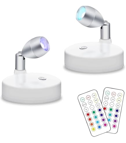 Illuminazione Atmosferica Telecomando Klarlight Mini Faretti RGB A Batteria Con Telecomando - 13 Colori, Illuminazione LED Senza Fili Per Casa E Party Luci Colorate Per Party - 3