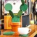 Drhob Flee 6-Piece Green Coaster Set with Flower Pot Shaped Holder for Drinks,Coffee,Cup