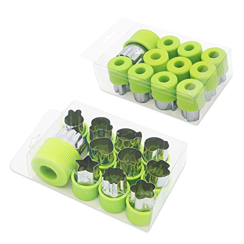 LetGoShop Mini Cookie Cutters Fruit Vegetable Cutter Shapes Set Cookie Stamps Mold Cookie Cutter Decorative Food for Kids Baking & Food Supplement Tools Accessories Green 12pcs