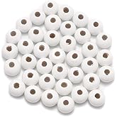 Wood Spacer Loose Wooden Craft Beads Big Hole Beads Assorted for Necklace Bracelet Craft Making Decoration (12x14mm 100pcs, White)