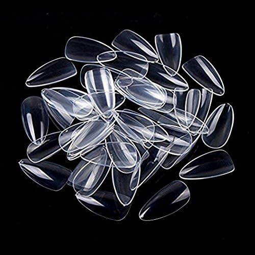 600pcs Clear Stiletto Nail Tips Short Full Cover Almond Fake Nails Press on Nails for Nail Salon and DIY Nail Art by EVEBYRA