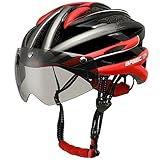 Base Camp With Detachable Goggles Vents Multi-sport Professional Cycling Bicycle Bike Helmet (red)