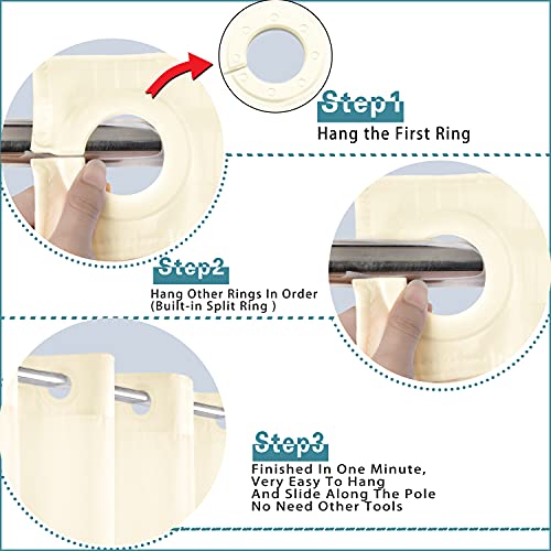 Conbo Mio Hotel Style Fabric Shower Curtain No Hooks Needed with Snap