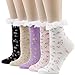 Womens Lace Ankle Socks,KitNSox Bobby Ruffle Frilly Art Flower Fashion Patterned Lace Top Casual Dress Anklet Socks 5 Pairs