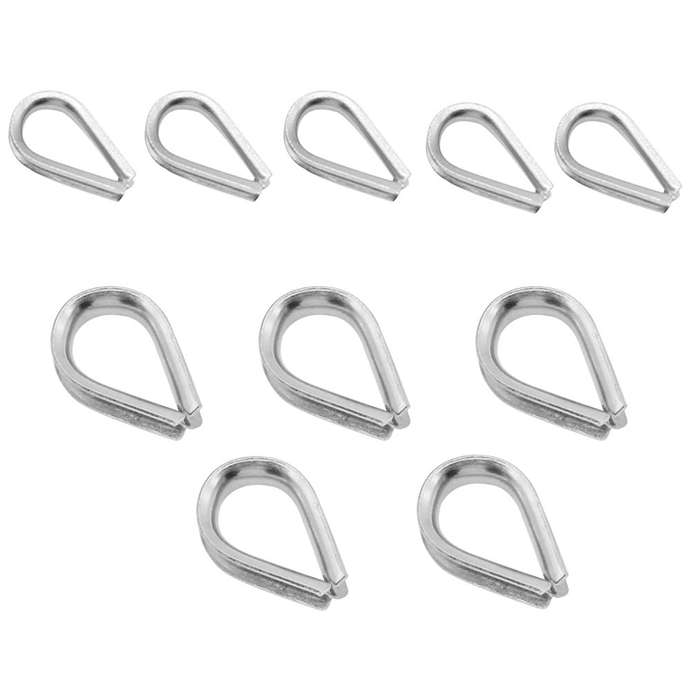 JUN-H 10 Pieces Of Stainless Steel Thimbles, Wire Rope Thimbles, Rust-Free Eyelet For 2 Mm / 4Mm Wire Rope Clips, Stainless Steel Forest Rope, Wire Rope, Rope, Winch Rope (M2 And M4）