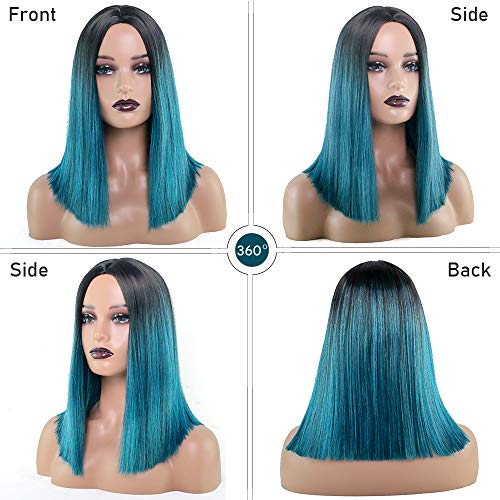 blue green wig