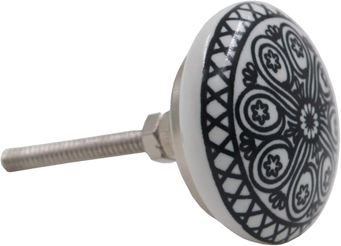 The Metal Magician Cabinet Knob Drawer Pull Ceramic Handles Cupboard Knob Drawer Pull Vintage Shabby Chic Hand Painted Knob Handmade Knob Assorted Knob Black Wheel (Flower) 12Pcs - Image 5