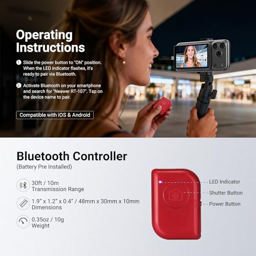 NEEWER Basics 4" Ultra Thin Magnetic Vlog Selfie Monitor Screen, Metal Back Camera Monitor w 600nits/Remote for 4K 120fps Wired Recording Streaming, Only Compatible with iPhone 17 16 15 Series, M4U