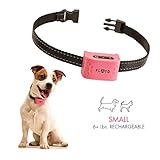 Small Dog Bark Collar For Tiny To Medium Dogs (6+ lbs). Rechargeable And Waterproof Anti Bark Training Device. Humane Way to Stop Barking - No Shock No Spiky Prongs! (Pink)
