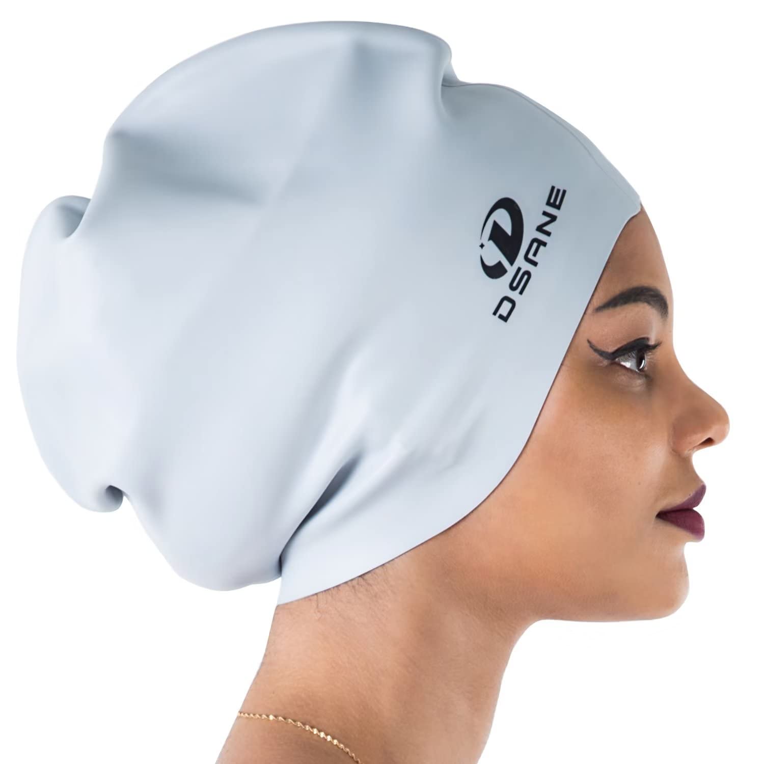 Dsane Extra Large Swimming Cap Women and Men,Special Design Swimming Hat for Long Hair,Swim Cap for Very Long Thick Curly Hair&Dreadlocks Weaves Braids Afro Silicone Keep Your Hair Dry