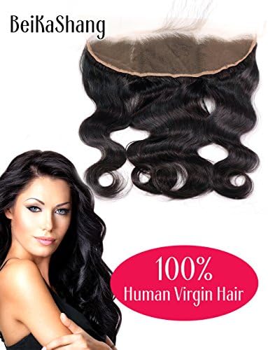 13x4 Body Wave Lace Frontal Closure BeiKaShang 8A 100% Unprocessed Brazilian Virgin Human Hair Ear To Ear Lace Frontal Full Lace with Bleached Knots Baby Hair 20"Free Part