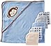 Baby Crib Mates Hooded Towel with 5 Wash Cloths, Blue Monkey, 0-18 Months