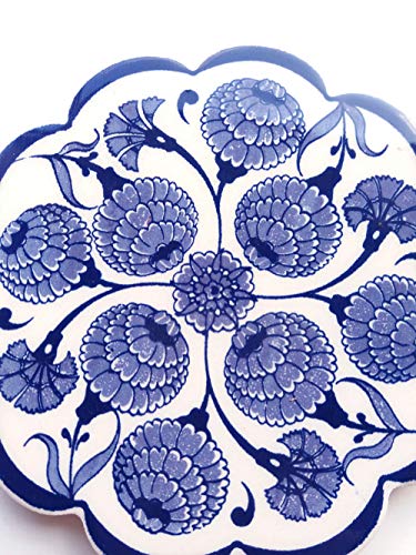 Ayennur Turkish Decorative Plates Set of 4-5.12" Multicolor Handmade Ceramic Ornament for Home&Office Wall Decors - Thumbnail 3