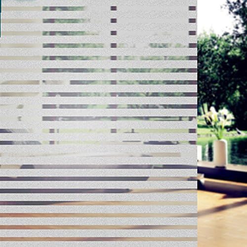 Prismoon No Glue 3D Static Decorative Frosted Privacy Window Films for Glass 23.6 x 78.7inch (60 X 200cm) Upgrade Version for Home Kitchen Office Stripe