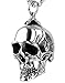 PAURO Men's Large Heavy Gothic Biker Skull Pendant Necklace Punk Rock Stainless Steel Silver Black Vintage