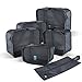 6 Set Travel Packing Cubes,Compression Luggage Organizer by FLYNOVA - Durable 5 Cubes and 1 Shoe Bag